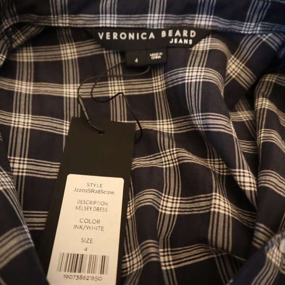 Veronica Beard Kelsey Dress Plaid Gauze Shirred Mini Size 4 New Tag $448 - Picture 7 of 8